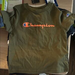 Champion Kids Olive Tee with Orange Logo